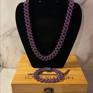 Purple Necklace and Bracelet Set